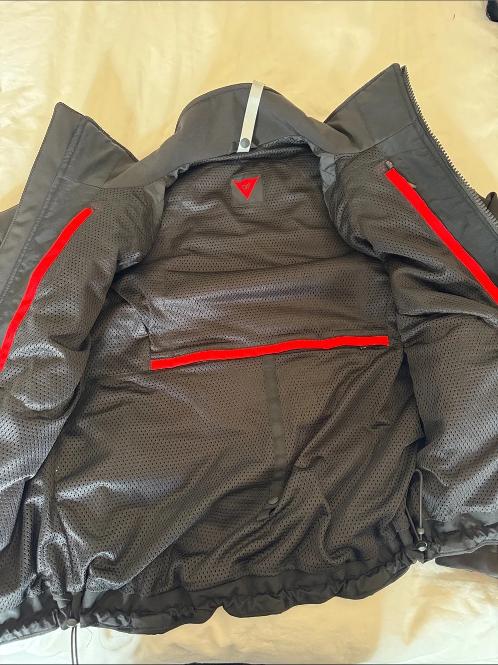 Men's Dainese Black motorcycle  Jacket with Red Zip Accents